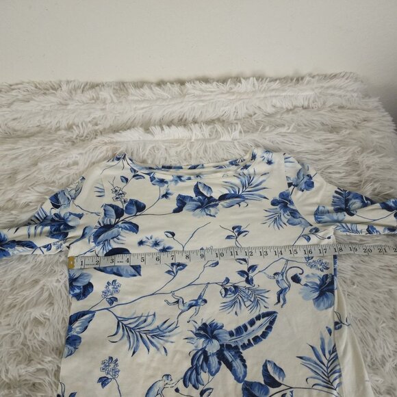 Talbot's Monkey Floral Top Blouse S Small Floral Career - Picture 3 of 5